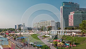 View of Copa Cagrana timelapse, an area by the Neue Donau in the 22th district of Vienna