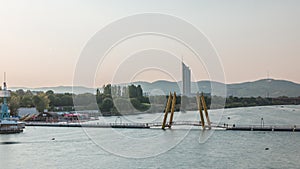 View of Copa Cagrana timelapse, an area by the Neue Donau in the 22th district of Vienna