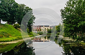 View of Copenhagen - park and canals at Kastellet, Copenhagen Denmark