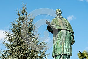 View of copper Saint Carlone Borromeo statue, Arona, Piedmont, Italy