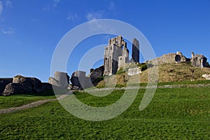 View of Corfe Castle and Pathway to the Ruins