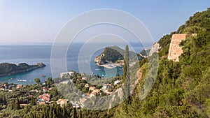 View of Corfu island with Paleokastritsa village