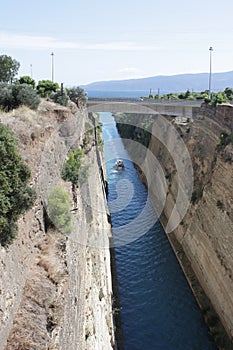View of the Corinthian canal from the old bridge