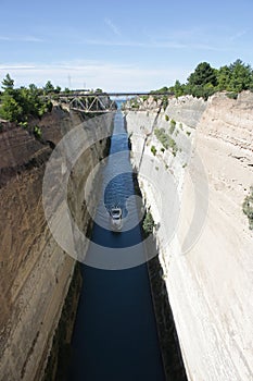 View of the Corinthian canal from the old bridge photo