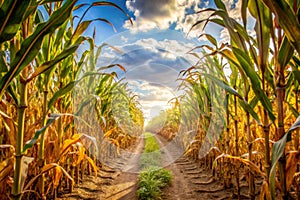View from inside a corn field