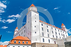 View on the corner of Bratislava Castle in capital city of Slovak republic