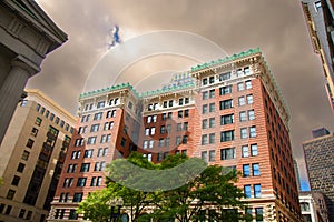 View of a corner of the city of Boston, Massachussetts, USA and its architecture