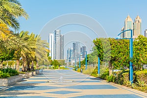 View of the corniche - promenade in Abu Dhabi, UAE