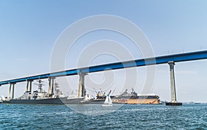 View of Coronado Bridge in San Diego on clear day