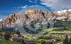 View of Cortina D'Ampezzo with Pomagagnon mount in the backgroun photo
