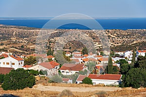 The view of cosy residential houses of Pissouri village. Limassol district. Cyprus