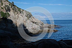 View from Coti Piane, the cliffs of Capo Sant`Andrea in Elba island, Italy