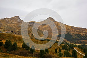 View of country village in nature and environment in rainny day at swiss