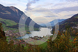 View of country village in nature and environment at swiss