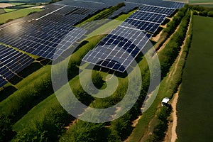 A view of the countryside from a solar energy photovoltaic power producing system rural areas and agriculture