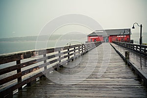 Coupeville Washington on Whidbey Island with pier and historic building photo