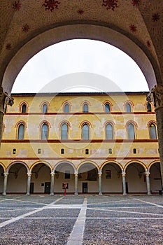 Historic courtyard view Sforza castle Milan Italy photo