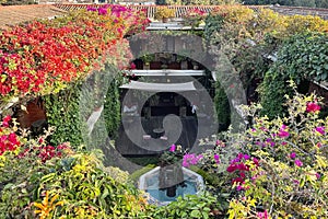 view of the courtyard from the roof terrace in Guatemala