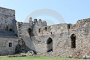 View from courtyard to outer wall of Patras fortress in Greece