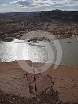 View with a Cracked Rock- Geology - Hite Overlook - Glen Canyon