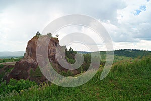 A view of the crater of the inactive volcano in Racos, Brasov County, Romania