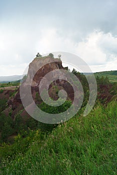 A view of the crater of the inactive volcano in Racos, Brasov County, Romania