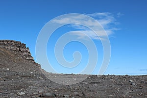 View from crater to the top 1829 m of the Gorely volcano, Kamchatka Peninsula photo