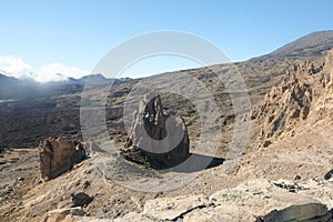 view of the crater of a volcano in tenerife