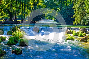 view of a creek in the English garden in Munich, Bayern, Germany...IMAGE