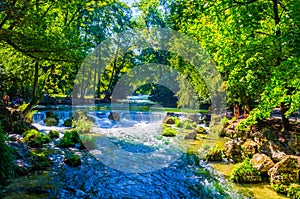 view of a creek in the English garden in Munich, Bayern, Germany...IMAGE