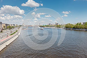 View of the Crimean bridge across the Moscow River, from Novoandreevsky Bridge