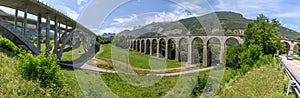 View of the Crozet railway viaduct and Crozet motorway viaduct in IsÃÂ¨re. City of Vif photo