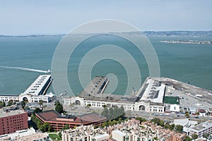 View of cruise ship piers in San Francisco bay photo