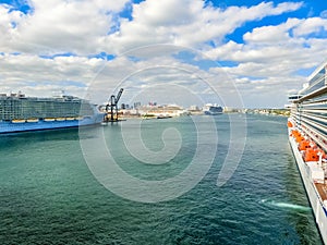 The view from a cruise ship of Port Everglades