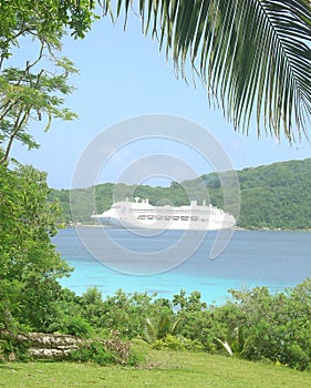 View on the cruise ship from the Vanuatu island