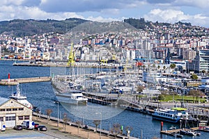 A view from the cruise terminal over the marina in Vigo, Spain