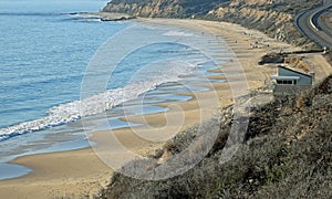 View of Crystal Cove State Park beach in Southern California.