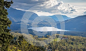 View of Cultus lake from the summit of Mount Thom near Chilliwack in British Columbia Canada