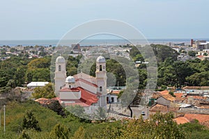 View from Cuman castle down to church