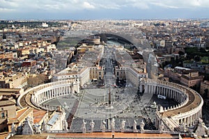 View from the cupola of Vatican Saint Peter's Cathedral photo