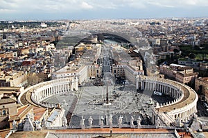 View from the cupola of Vatican Saint Peter's Cathedral photo