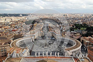 View from the cupola of Vatican Saint Peter`s Cathedral photo