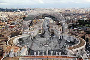 View from the cupola of Vatican Saint Peter`s Cathedral photo