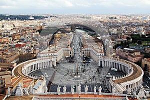 View from the cupola of Vatican Saint Peter`s Cathedral photo