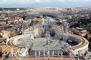 View from the cupola of Vatican Saint Peter's Cathedral photo