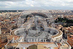 View from the cupola of Vatican Saint Peter's Cathedral photo