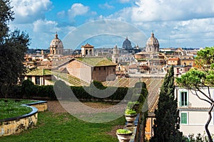 View of cupolas of catholic churches in Rome