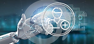 Cyborg hand holding new contact icon