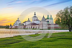 View of Cyril-Belozersky Monastery on sunset, Kirillov, Russia