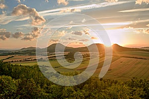 View of the Czech Central Higlands at Sunset